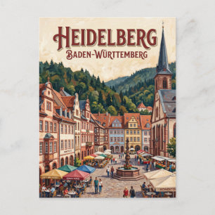 Postal Plaza del Mercado de Heidelberg Alemania
