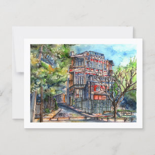 Postal Plaza Joaquín Edwards Bello (acuarela)