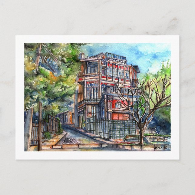 Postal Plaza Joaquín Edwards Bello (acuarela) (Anverso)