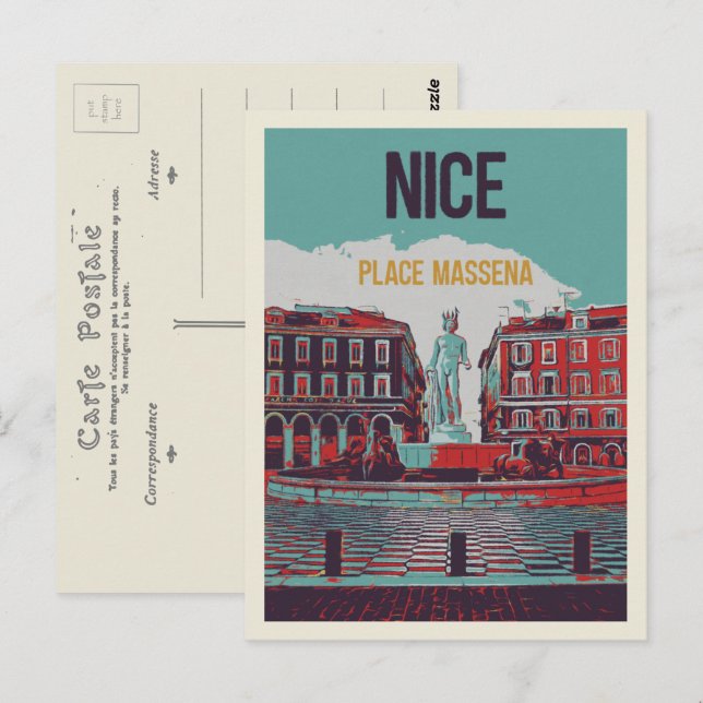 Postal Plaza Massena Nice France Postcard (Anverso / Reverso)