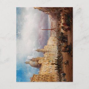 Postal Plaza Navona Roma Mercado 1850 Arte