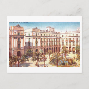 Postal Plaza Real antigua, Barcelona, España,