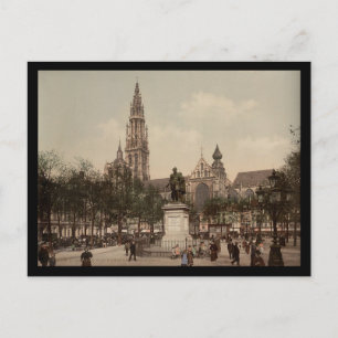 Postal Plaza Verte y Catedral, Amberes, Bélgica