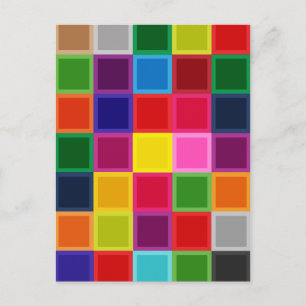 Postal Plazas y bandas multicolores Girly