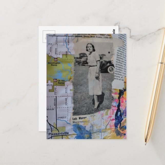 Postal Pleasantville Vintage Woman Collage (Anverso/Reverso In Situ)