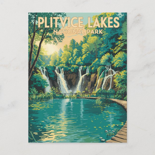 Postal Plitvice Lakes National Park Illustration Travel (Anverso)
