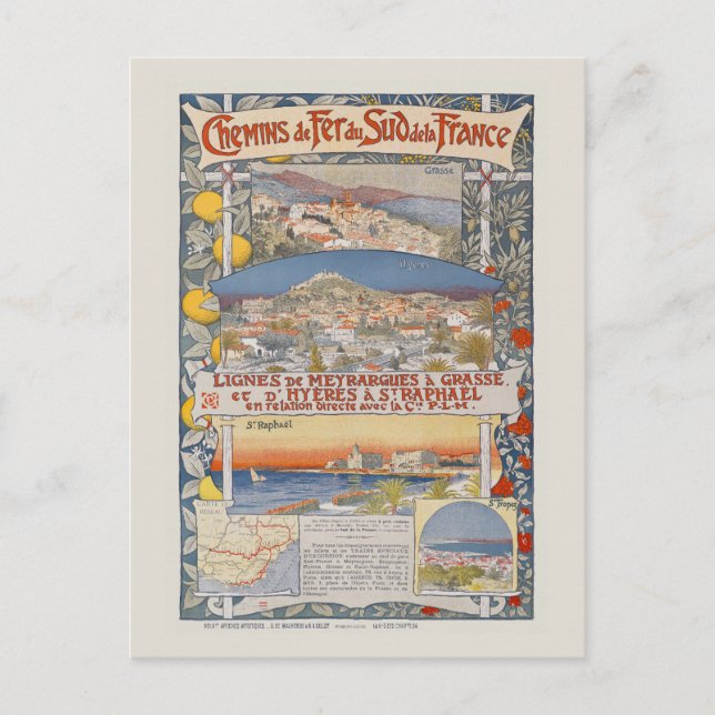 Postal PLM Lignes de Meyrargues a un afiche de la época d (Anverso)