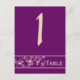 Postal Plum Champagne Floral Scroll Boda Número de tabla