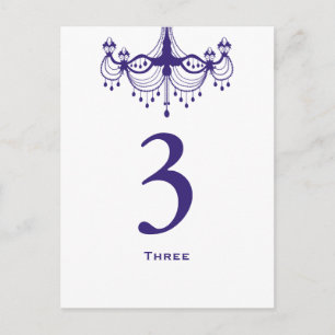 Postal Plum Purple Chandelier Table Number Card
