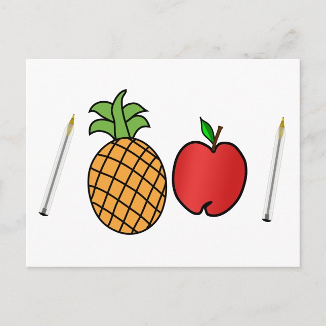 Postal pluma piña pluma de manzana (Anverso)