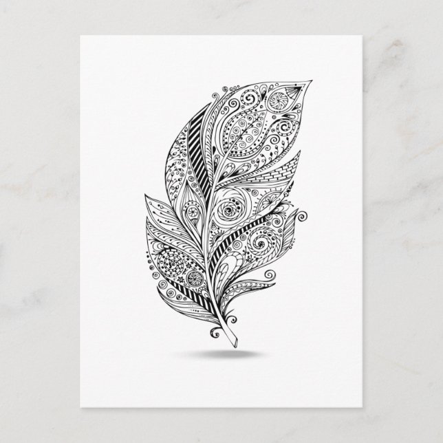 Postal Pluma tribal inspirada (Anverso)