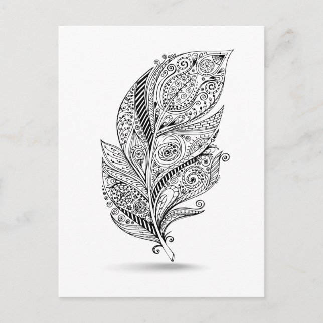 Postal Pluma tribal inspirada (Anverso)