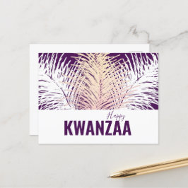 Postal plumas blancas Fiesta negra Feliz Kwanzaa