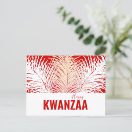 Postal plumas blancas Fiesta negra Feliz Kwanzaa