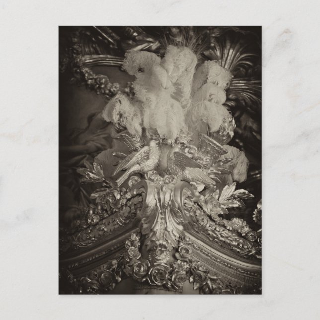 Postal Plumas de avestruz, cama de Marie Antoinette. (Anverso)