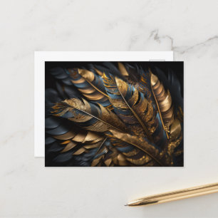 Postal Plumas decorativas de oro