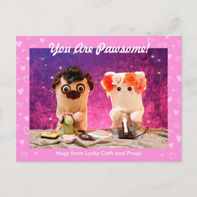Postal Plushiemail personalizado de fotos de corazones ro (Anverso)