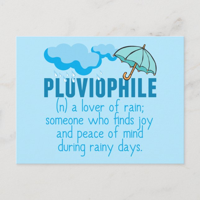 Postal Pluviophiophile Rain Lover Bonito Blue Umbrella (Anverso)