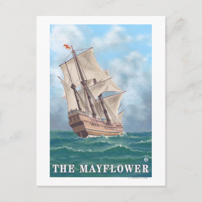 Postal Plymouth, MassachusettsVista del Mayflower (Anverso)