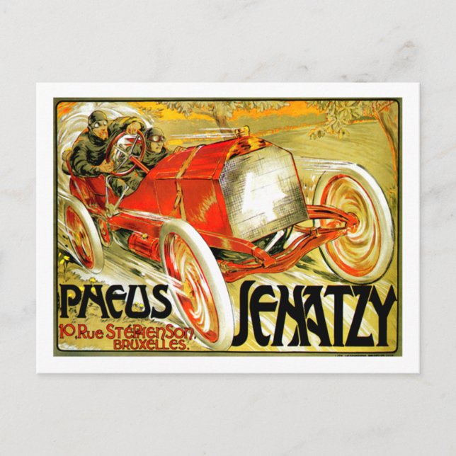 Postal Pneus Tires ~ Senatzy Car Race Brussels Poster (Anverso)