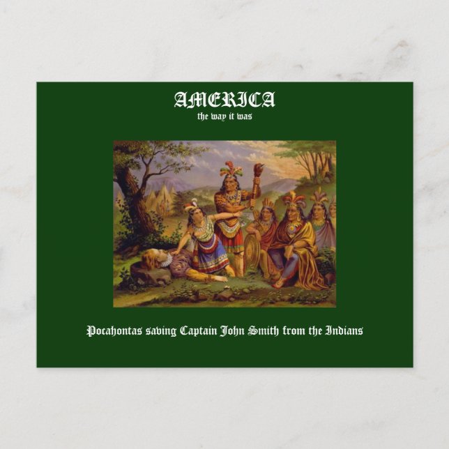 Postal Pocahontas salva al capitán John Smith (Anverso)