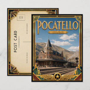 Postal Pocatello Idaho Arte Deco Vintage Edad Dorada
