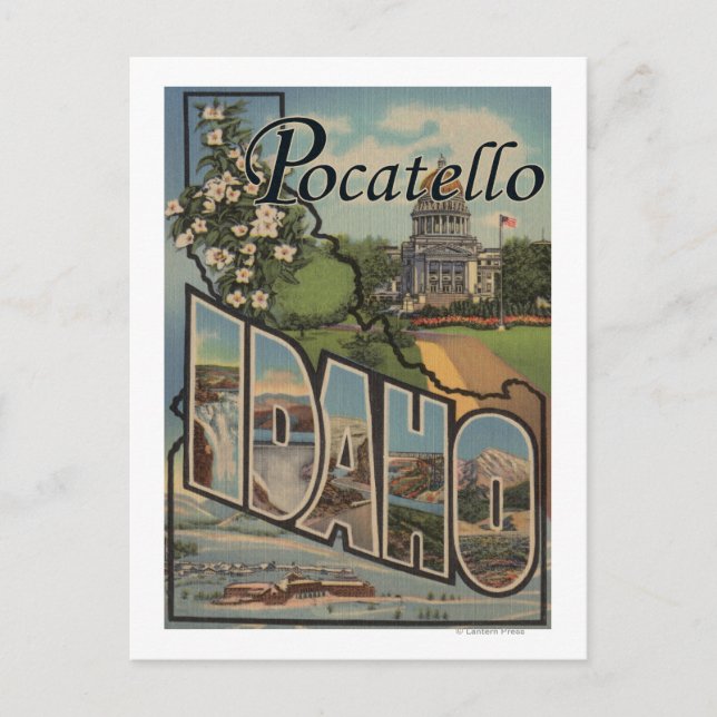 Postal Pocatello, Idaho - Escenas de letras grandes (Anverso)