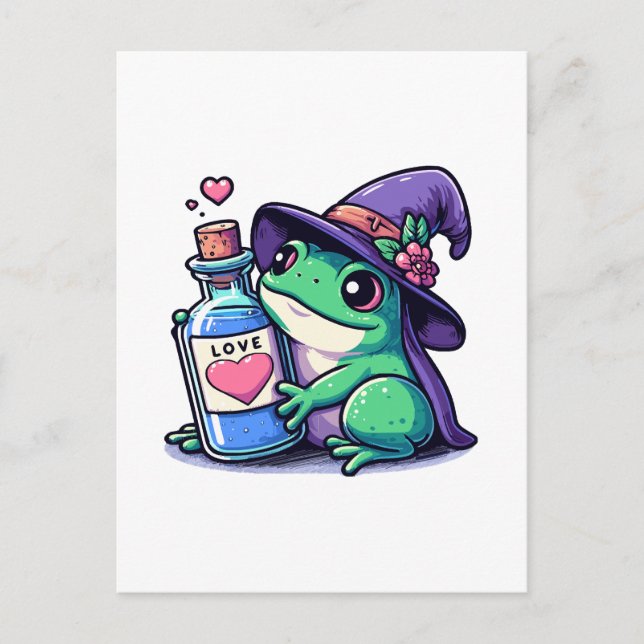 Postal Poción de amor kawaii mágico (Anverso)