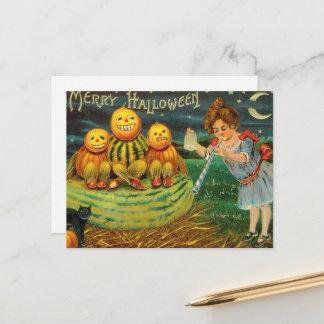 Postal Poción de Bruja Joven: Hombres de Calabaza en Alta