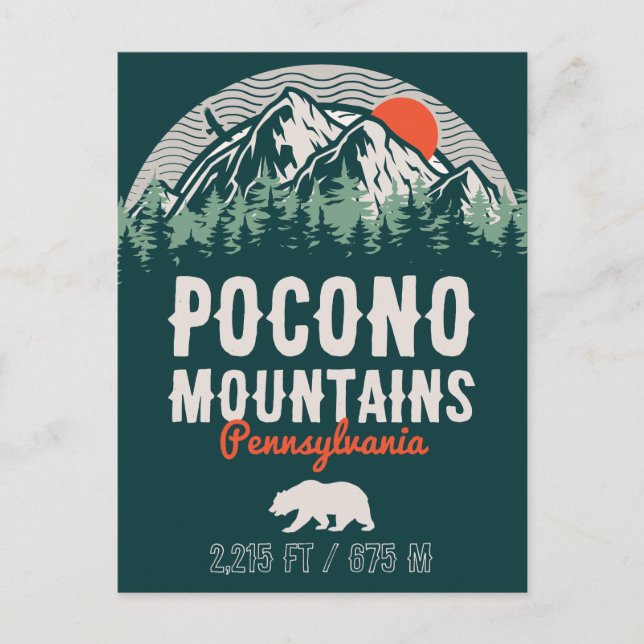 Postal Poconos Pennsylvania PA Mountain Gift Retro (Anverso)