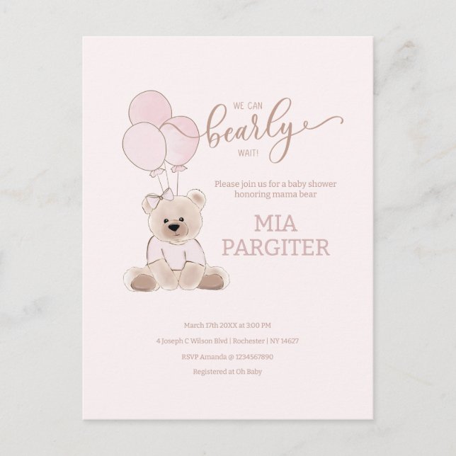 Postal Podemos Bailar Con Teddy Bear Baby Shower De Presu (Anverso)