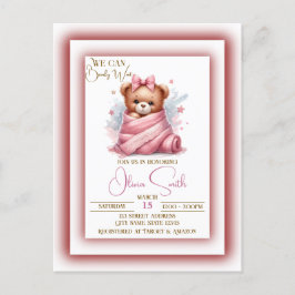 Postal Podemos esperar a Baby Shower Rosa