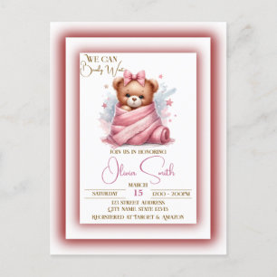 Postal Podemos esperar a Baby Shower Rosa