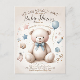 Postal Podemos esperar a que el lindo Teddy Bear Baby Sho