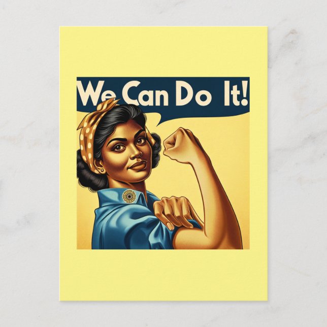 Postal Podemos hacerlo - La india Rosie the Riveter (Anverso)