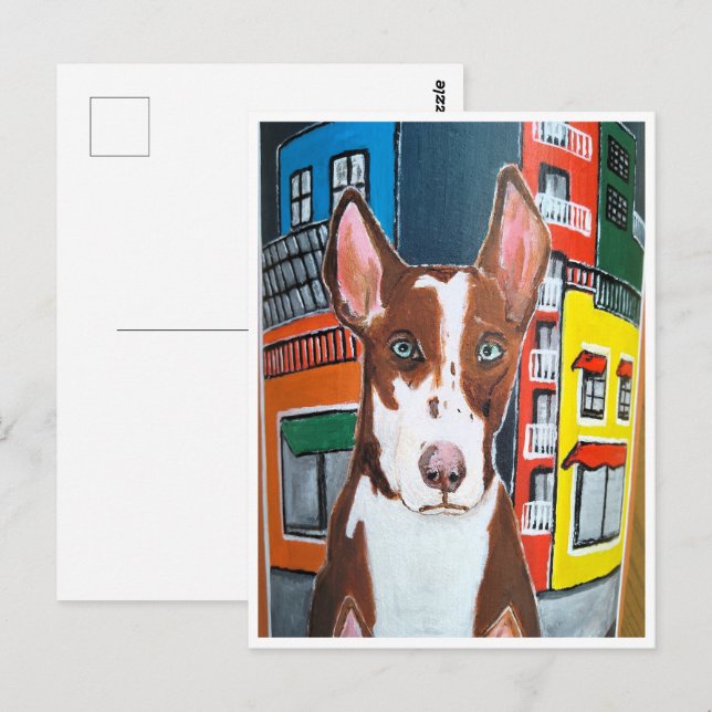 Postal Podenco en un pueblo pintado por Alfred Fox (Anverso / Reverso)
