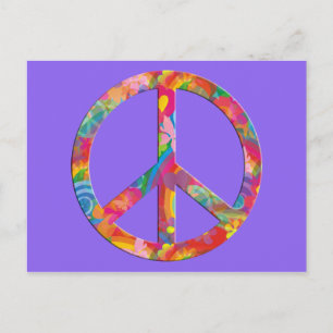 Postal Poder de la Flor Paz   lila