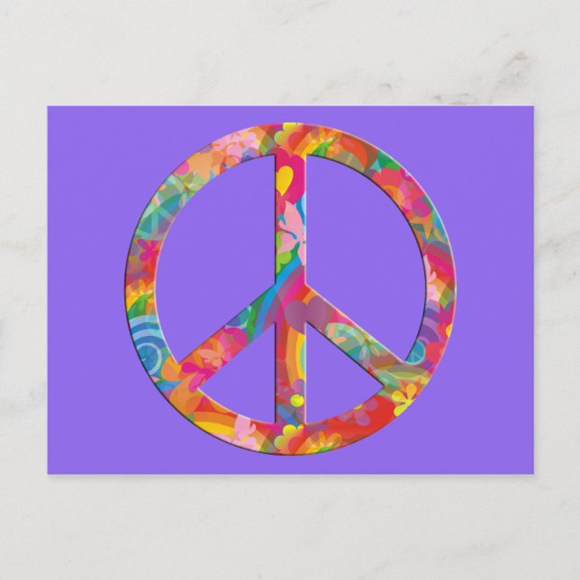 Postal Poder de la Flor Paz | lila (Anverso)