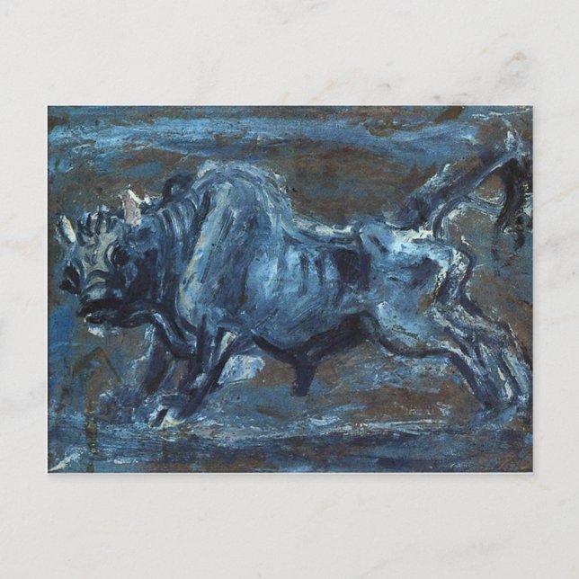 Postal Poderosa pintura "White Ox 4" de Lee Jung-seob (Anverso)