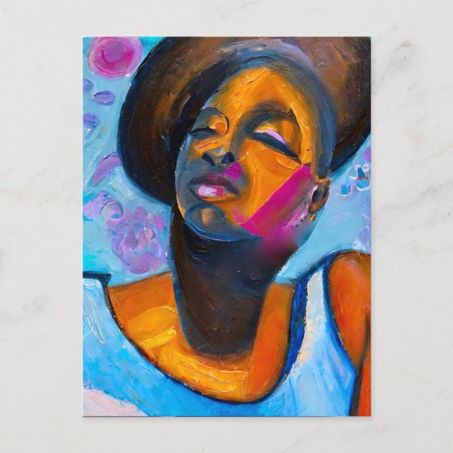 Postal Poderosa Princesa Nubia Mujer Negra Arte (Anverso)