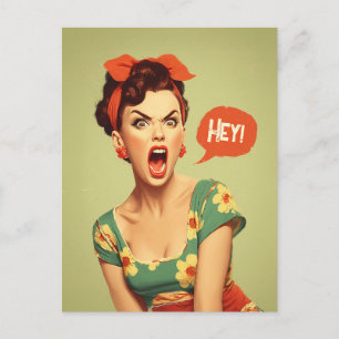 Postal Poderoso Grito Pin-Up Vintage