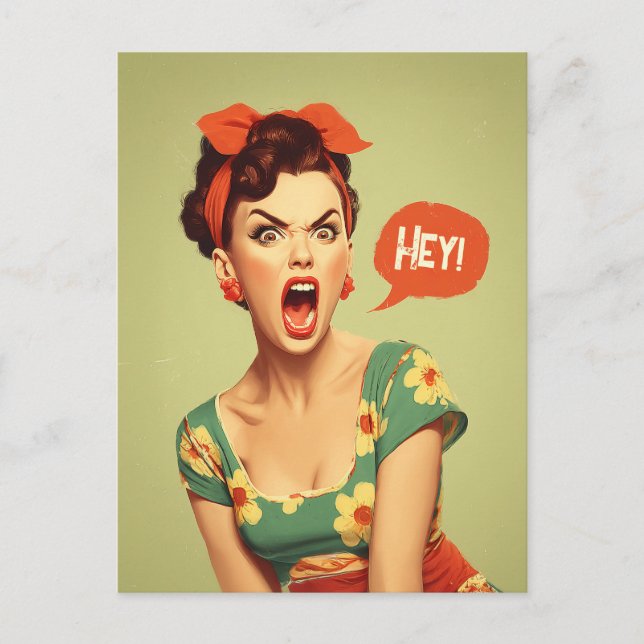 Postal Poderoso Grito Pin-Up Vintage (Anverso)