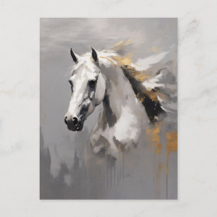 Postal Poderoso retrato de caballo blanco con efecto óleo