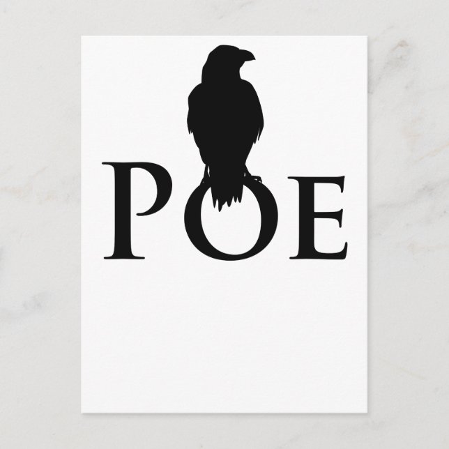 Postal Poe Edgar Allan Poe y el cuervo (Anverso)