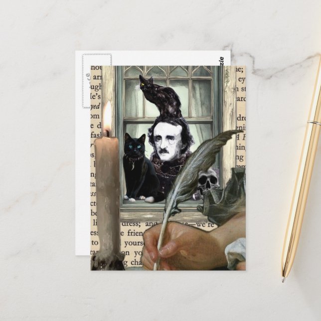 Postal Poe Mixed Media Collage (Anverso/Reverso In Situ)