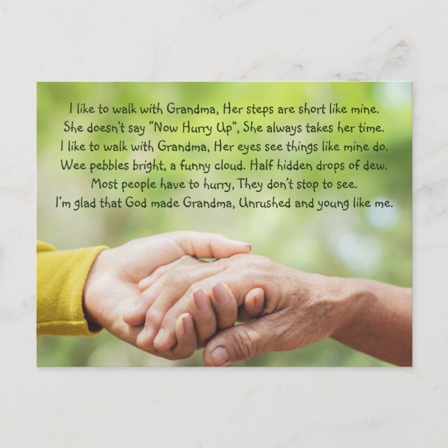 Postal Poem Grandmother Grandma Grandchild Inspirational (Anverso)