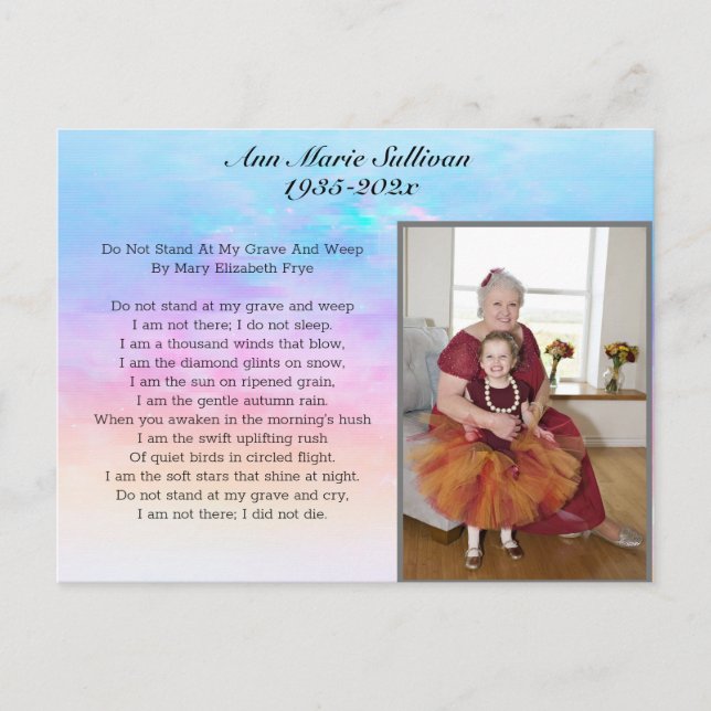 Postal Poema conmemorativo de bonito con foto (Anverso)