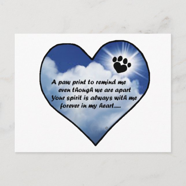 Postal Poema conmemorativo de Paw Print (Anverso)