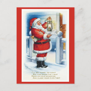 Postal Poema Cute Vintage Santa Navidades