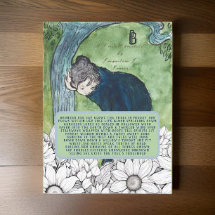 Postal Poema de árbol de fondo de arte victoriano